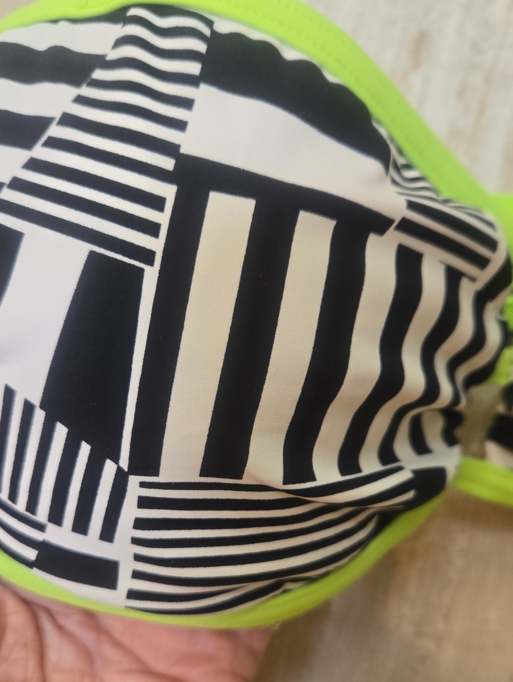 Adidas Neon Green/Three Stripe Black Pattern Strappy Bikini Top - Picture 3 of 7